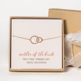 A+O Mother of The Bride Gift - Interlocking Circles Bracelet in Rose Gold