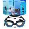 ZIONOR Optical Swimming Goggles G1 Leakproof (Black-Blue-300)