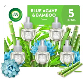 Air Wick Plug in Scented Oil Refill, 5 Ct, Blue Agave and Bamboo, Air Freshener,