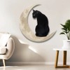 Metal Black Cat Moon Hanging Sign Cat On The Moon