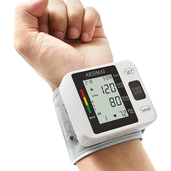 ARSIMAI Wrist Accurate Automatic High Blood Pressure Monitors Portable LCD