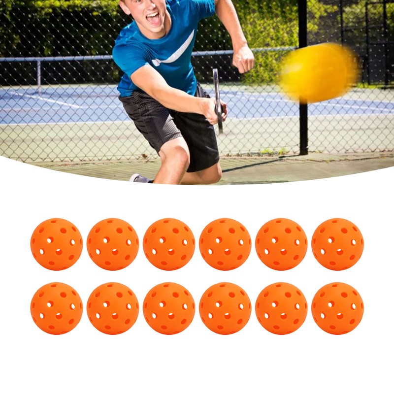 12PCS 74mm 40 Holes Pickleballs PE Plastic High Elasticity Pickleball