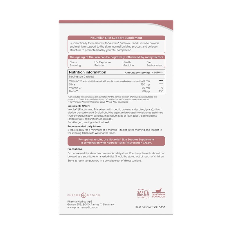 Nourella Active Skin Support Food Supplement with Vercilex, Vitamin C