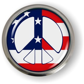 US Peace American Flag 3D Domed CAR Emblem Badge Sticker Semi-Flexible Aluminum Round Bezel