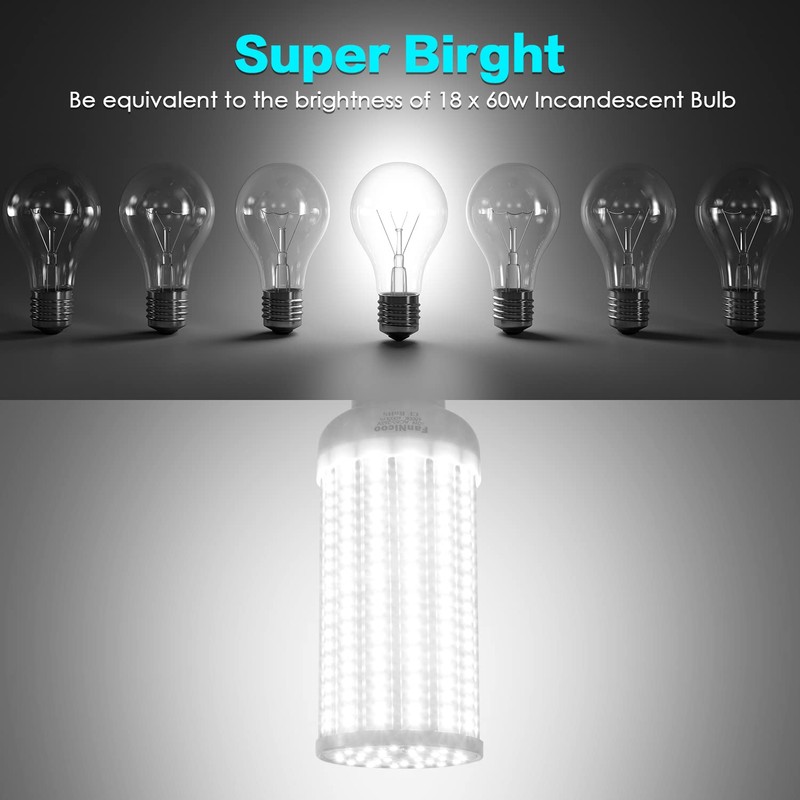 FanNicoo 60W LED Light Bulb 500W Equivalent LED Corn Light