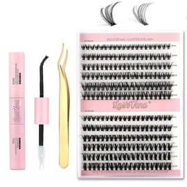 Extensión Pestañas,Extensión De Pestañas De Kit,Con Pestañas Individuales,Mezcla 30D 40D,Con Unión Y Sellado,Racimos Pestañas DIY Todo En 1,Sujeción Fuerte Pinzas,Pinzas de Pestañas en Racimo Kit