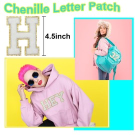 GYGYL 3PCS Chenille Varsity Glitters Numbers Patch, Iron on Large Size Number Patches for Team Costume Decoration, Height 4-1/2In, Number 0