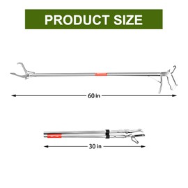 HOOJUKE 60" Snake Tongs Professional All-Aluminum Alloy Extra Heavy Duty Snake Tongs Reptile Grabber Catcher Wide Jaw Handling Garbage Picker Upper Tool。