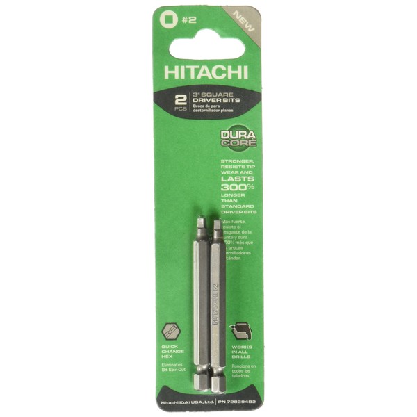 Hitachi 728394B2#2 3" Square Driver Bit (2 Piece)