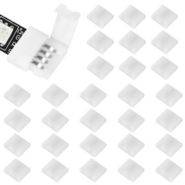 ACEIRMC 30pcs 4-Pin RGB LED Light Strip Connectors 10mm Unwired Gapless Solderless Adapter Terminal Extension for SMD 5050 Multicolor Strip (I)