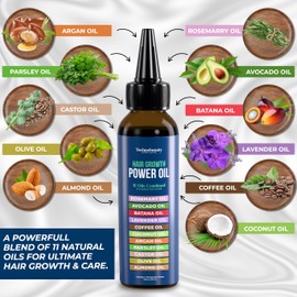 Rosemary Oil With Black Castor, Batana, Lavender, Coffee, Coconut, Argan, Avocado, Olive, Almond & Parsley Seed Oil, 11 Oils Infused for Ultimate Hair Growth (4 fl oz (120 ml))