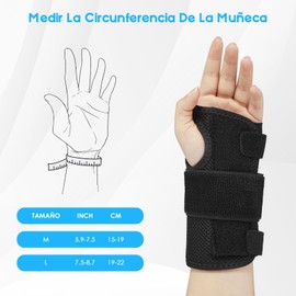 Muñequera De Soporte con 2 Aluminio Sólido YOMYM,Muñequera Ajustable，Transpirable Muñequera Tunel Carpiano,Apoyo al Trabajo y al Fitness,para Hombre y Mujere(Negro,Izquierda,Medium/15-19 CM)