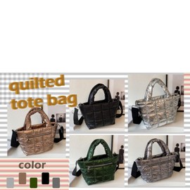 One's One Women's Quilted Bag, Small, Metallic Style, Glossy, 2-Way, Solid, Lightweight, Zipper Included, green
