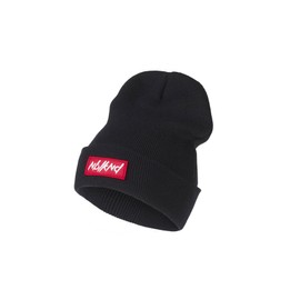 Nebelkind Herren Beanie Folded Patch Strickmütze Schwarz One Size