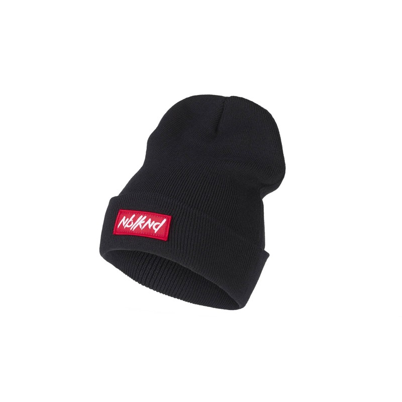 Nebelkind Herren Beanie Folded Patch Strickmütze Schwarz One Size