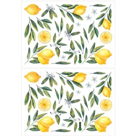 ibasenice 2 Sheets Fruit Decorative Wallpaper Fruit Wallpaper Kids Room Spring Window Lemon Wall Decal Flower Wallpaper Fruit Wall Decal Lemons PVC Household Wall Stickers Child