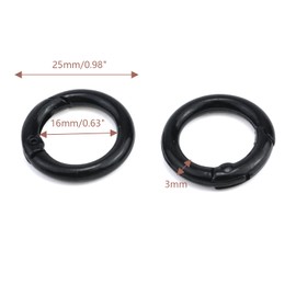 Savagrow 20pcs Metal Spring O Rings Clip Round Carabiner Clip Carabiner Snap Buckle DIY Accessories, Black