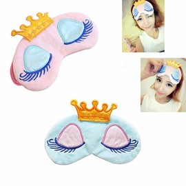 Cute Princess Crown Sleeping Eye-Shade, Travel Beauty Cartoon Cotton Blindfold Nap Cover Sleeping Mask (Pink, Light Blue