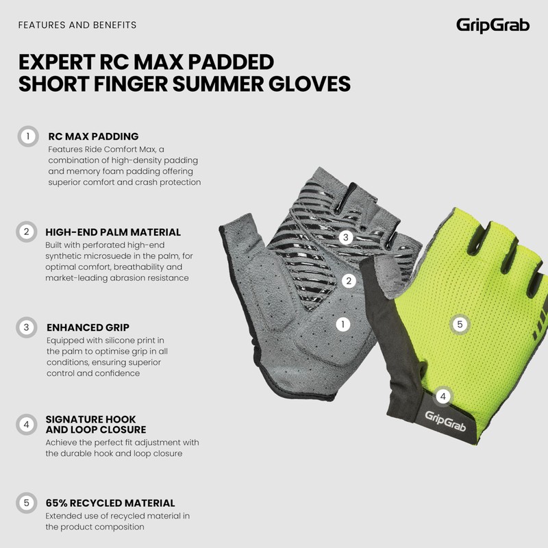 GripGrab Expert RC Max Padded Short Finger Summer Cycling Gloves