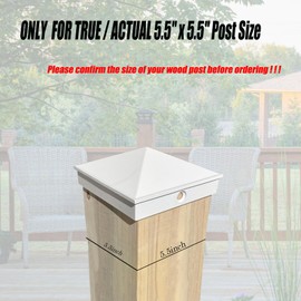 FGUYOHU 6x6 White Fence Post Caps Powder-Coated Aluminum Pyramid Deck Caps for 6x6 Nominal Outdoor Wood Posts (Actual/True 5.5" x 5.5") Durable and Stylish Cap Cover 4 Pack
