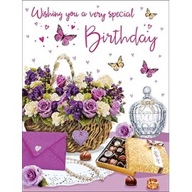 Piccadilly Greetings Birthday Card Female - 8 x 6 inches - Regal Publishing,green|pink|brown|white|red