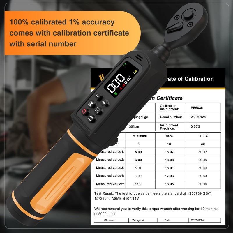Uharbour Digital Torque Wrench 1/4 Drive, 1.1-22.1 Ft-lbs/1.5-30Nm Range, Electric
