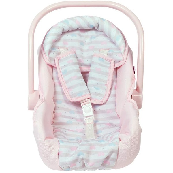 Adora Baby Doll Car Seat - Pink Car Seat Carrier, Fits Dolls Up to 20 inches, Stripe Hearts Design, Multicolor