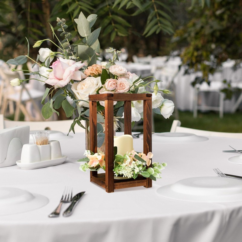 Hushee 10 Set 30 Pcs Wooden Wedding Lantern Centerpiece Integrated