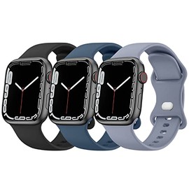 IEOVIEE Correa deportiva de silicona compatible con Apple Watch Series 9 8 7 6 5 4 3 1 y SE  SE 2, 38mm40mm41mm y 42mm44mm45mm, Negroazulgris         
