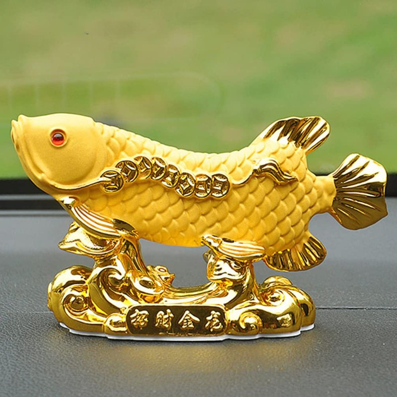 GANAZONO Feng Shui Wealth Arowana Fish Lucky Fish Statue Figurine