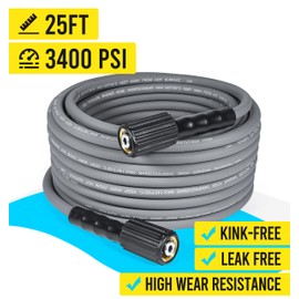MUTURQ 50FT Kink Resistant Pressure Washer Hose, 1/4" Power washer hose with M22 Fittings, High pressure hose Replacement for Troy Bilt, Simpson, Ryobi, Craftsman, and More, 3400PSI