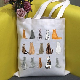 G2TUP Cat Backs Tote Bag Cat Lover Shoulder Bag Funny Kitten Shopping Grocery Reusable Bag (Cat Backs Tote Bag)