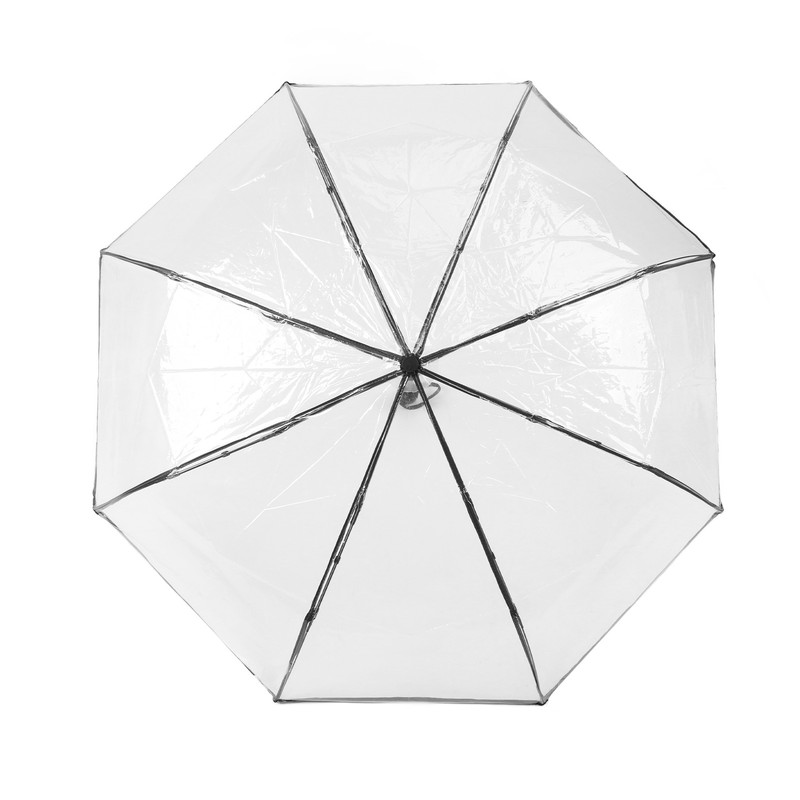 Clear Automatic Foldable Umbrella 8 Ribs 3 Folding Black Edging