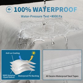 Tuszom True 900D Solution-Dyed Waterproof Ski & Wakeboard Tower Boat Cover 17 Windproof Straps and Storage Bag Trailerable V-Hull Runabouts OutBoards and I/O (20'-22'L, Beam Width to 106" W)