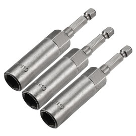 sourcingmap 3 Pcs 1/4" Quick-Change Hex Shank 10mm Nut Setter Driver Drill Bit, 80mm Length, Metric No-Magnetic