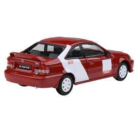 DCD 1999 Honda Civic Si EM1 "Kanjo Livery" Red with White Stripes 1/64 Diecast Model Car by Paragon Models