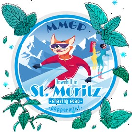 "DOWNHILL IN ST MORITZ" (MMGP) VEGAN ARTISAN SHAVING SOAP - Made in UK - Fresh Peppermint - 7 Natural Butters - ALL NATURAL INGREDIENTS - 100g
