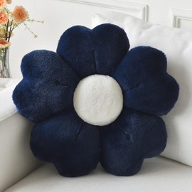 Ddliury Flower Pillow, Flower Shaped Pillow Decorative Throw Pillows for Bed Couch, Cute Daisy Pillow Dorm Decor Floor Seating Cushion (Navy Blue, 15 Inches)