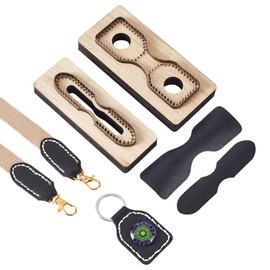 AHANDMAKER 2 x Cutting Dies for Leather 2 Styles Leather Key Ring Cutting Mould Leather Punch for Cutting Shapes Wooden Cutting Die with Strap Head Cutting Die for DIY Work