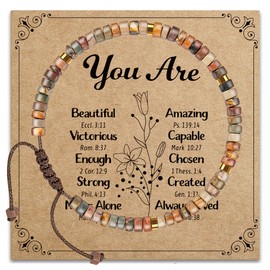 XPHZZL Healing Bracelets, Natural Stone Healing Beaded Bracelets Inspirational Relaxation Spiritual Gifts for Women Best Friends-You Are