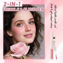 DAGEDA Blush Fake Freckle Pen,2 in 1 Faux Freckles Stamp & Liquid Blush,Natural Lifelike Make-up Pen, Waterproof,Long-Lasting Matte Makeup,with Powder Puff(01 Light Pink)
