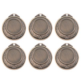 PATIKIL Blank Award Medals, 6 Pcs Round Flat Metal Medals with Wheat Pattern Alloy Award Pendant for Competitions Sports Meetings Party, Copper