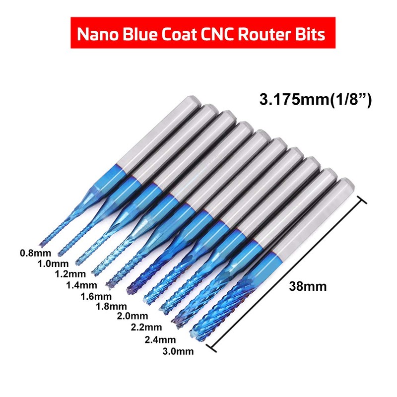 40Pcs End Mill Bits Set 1/8" Shank, Mcwdoit CNC Router
