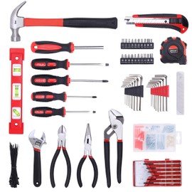 FASTPRO 215-Piece Home Repairing Tool Set with 12-Inch Wide Mouth Open Storage Bag,Household Hand Tool Kit