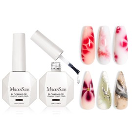 MelodySusie 2PCS Hema Free Blooming Gel for Nail Design, Marble Watercolor UV Nail Polish, Spreading Effect Gel Nail Art Supplies, Nail Salon Manicure at Home for Women, 0.53 Fl Oz