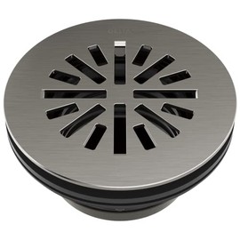 Delta 4 Inch Black Stainless Round Shower Floor Drain with Gasket and Snap-In Drain Gate, Black Stainless DT051411-KS