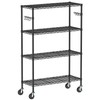 Folews 4-Tier Storage Shelving Unit with Wheels, Metal Rolling Storage