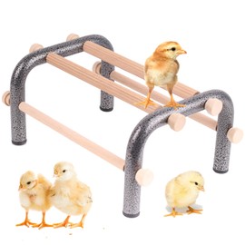 Mini Chick Perch for Cooper and Brooder, Durable Metal Frame with Wooden Bars Baby Chicken Roosting Perch for Play Climp and Exercise Fun Small Size