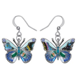 BonSNY - arete colgantes de mariposas esmaltadas para mujer, accesorios divertidos, Mujer, Esmalte, No es una piedra preciosa