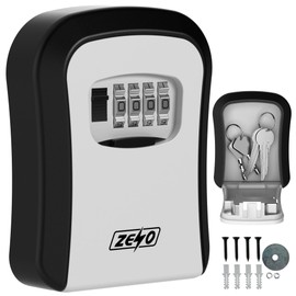 ZENO Key Safe Wall Mounted | Lock Box Outdoor | Key Box | Police Approved Key Box | Key Safe Outside | Great Key Box for Airbnb Home Garage Office School | 4-Digit Pin | Waterproof | Black/Grey